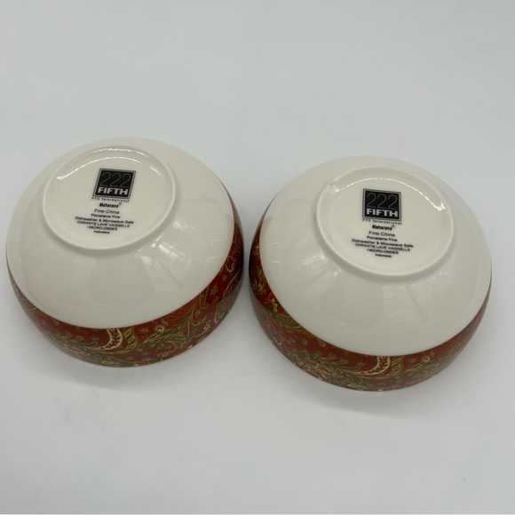 222 Fifth Maharana Bowl Set 2 Multicolor Paisley Holiday Kitchen Decor - Picture 7 of 11